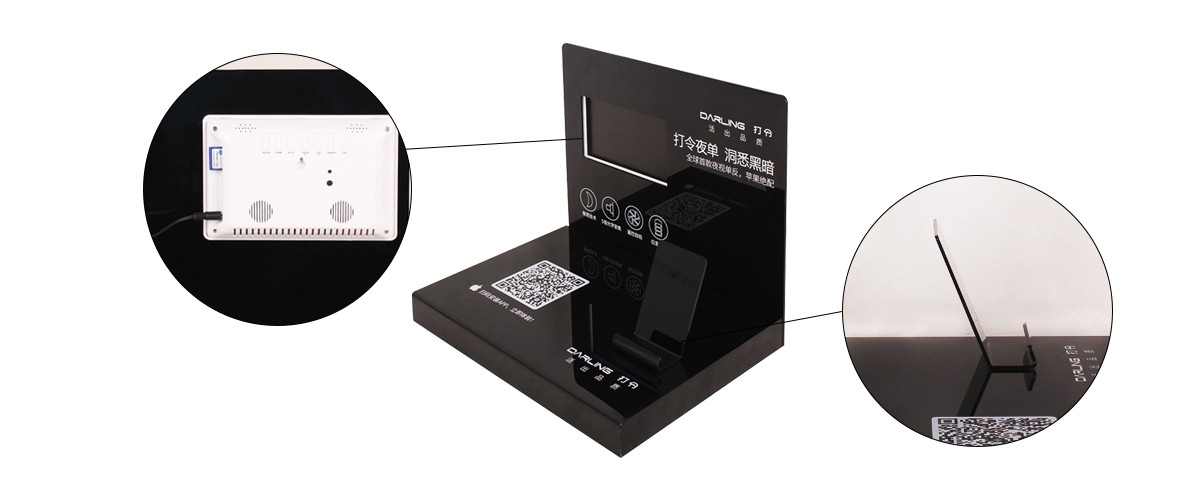 定制亞克力柜臺(tái)數(shù)碼相機(jī)展示架帶LCD屏 工廠定制